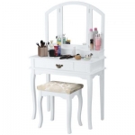 LANGRIA Tocador Mesa con 3 Espejos, 3 Cajones y Taburete por 75,99 €