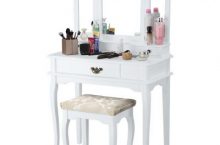 LANGRIA Tocador Mesa con 3 Espejos, 3 Cajones y Taburete por 75,99 €