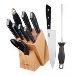 Juego 6 Cuchillos una tijera, un afilador y un soporte de madera Aicok por 39,98 €