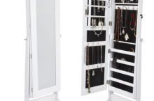 Espejo joyero XXL 160 cm ,lacado blanco y terciopelo negro por 89,00€