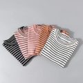 Auricular Stripes Short Sleeves Ice Cream T-shirt Version Training Neck Knitwear Ins Shirt.