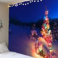 Christmas Tree Lighting Printed Waterproof Wall Hanging Tapestry
