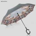 Creative Double Reverse Umbrella C-type Umbrella Anti-opening And Overturning Car Reflex Umbrella Retro Umbrella