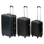 Juego 3 Maletas de Viaje Set Trolley ABS Semirigidas Candado 4 Ruedas – Negro por sólo 59,99