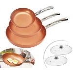JUEGO DE 3 SARTENES 2 TAPAS COLOR COBRE COPPER por sólo 24,95 €