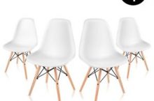 McHaus Pack 4 sillas blancas de diseño nordico Sena para comedor terraza balcon – por 55,99 €