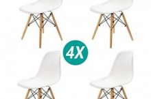 Pack 4 sillas de comedor Blanca silla diseño nórdico retro estilo por 59,99 €