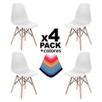 Pack 4 sillas de comedor cocina salón o escritorio, silla diseño nordico por sólo 49,95
