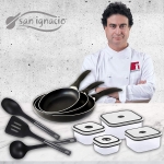San Ignacio Navy Black Set 3 sartenes + 4 recipientes herméticos + 3 Utensilios Cocina por 27,99 €