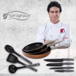 San Ignacio Professional Chef Copper Set de 3 sartenes + 4 Cuchillos 3 Utensilios de Cocina por 46,99 €